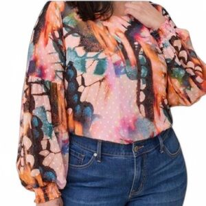 TORRID CHIFFON CLIP DOT BLOUSE